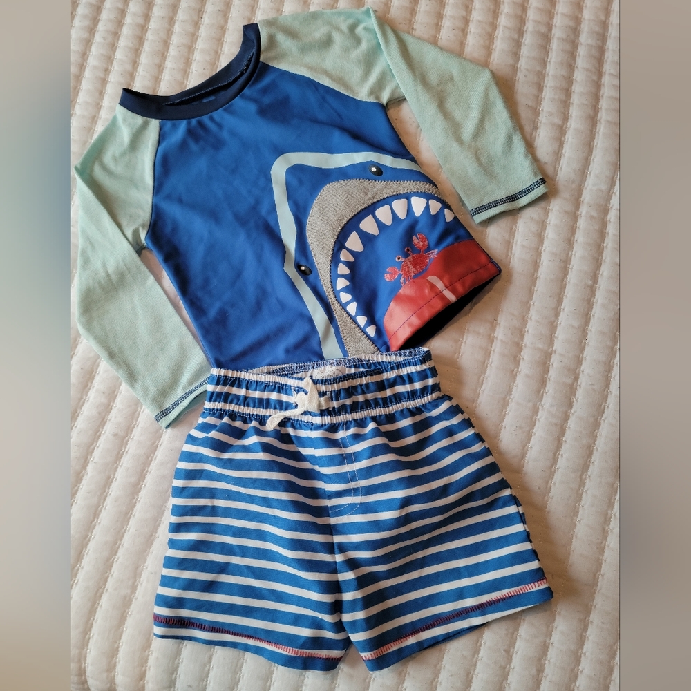Mudpie Swim trunks and rashguard